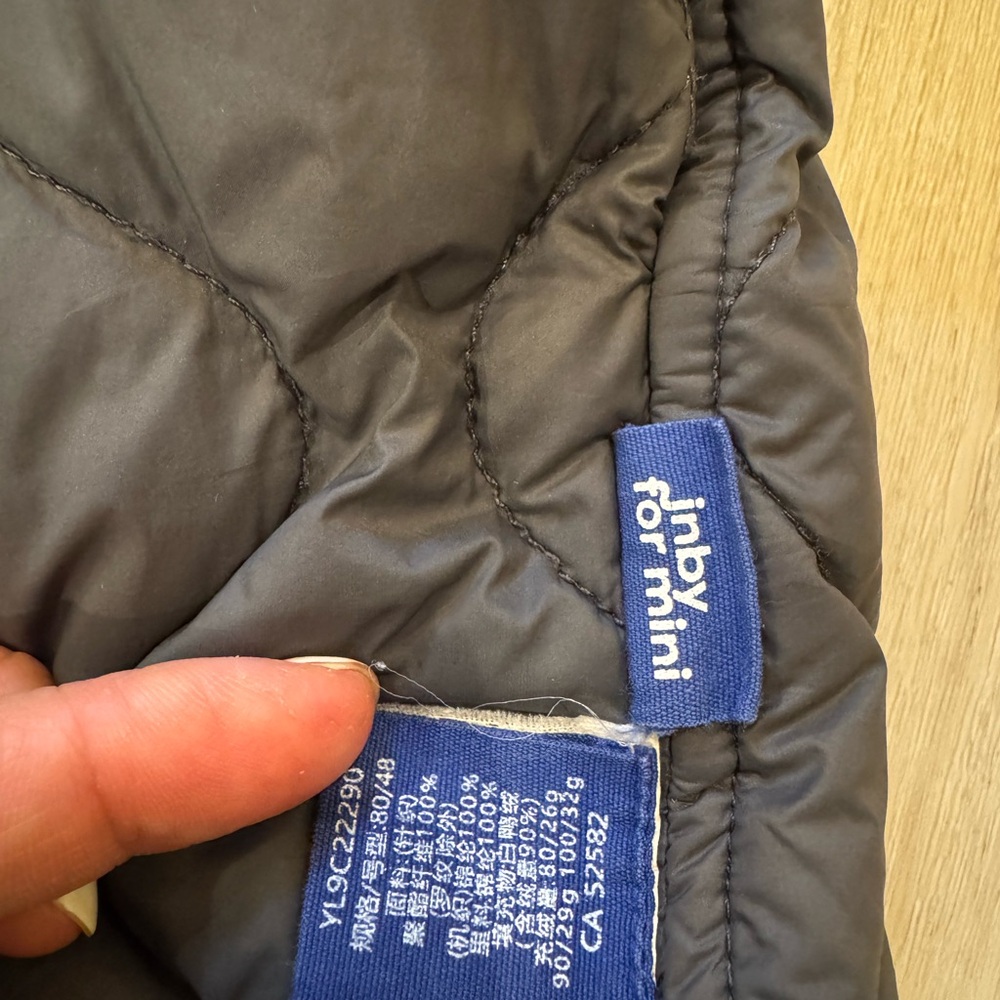 JNBY Kids 2t down Jacket with fleece Hood - Brown and Blue - Picture 2 of 4